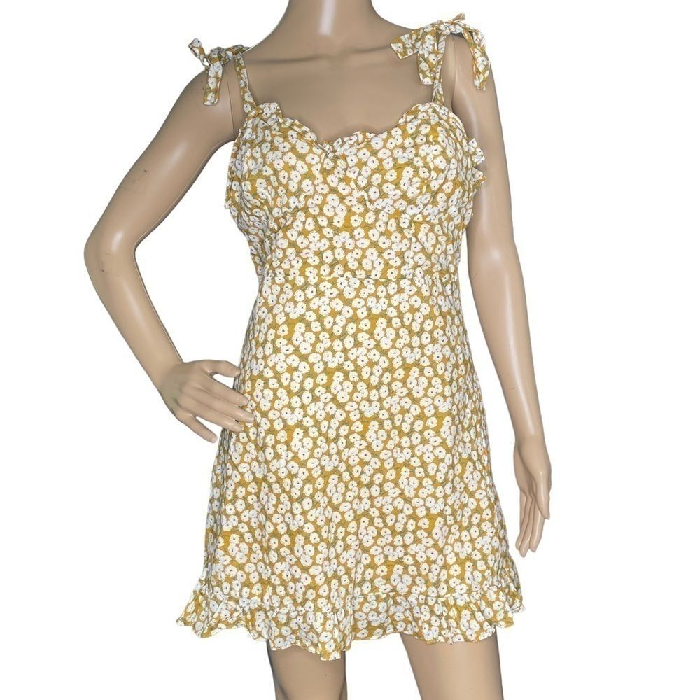 Polly yellow dress with white flowers size 10